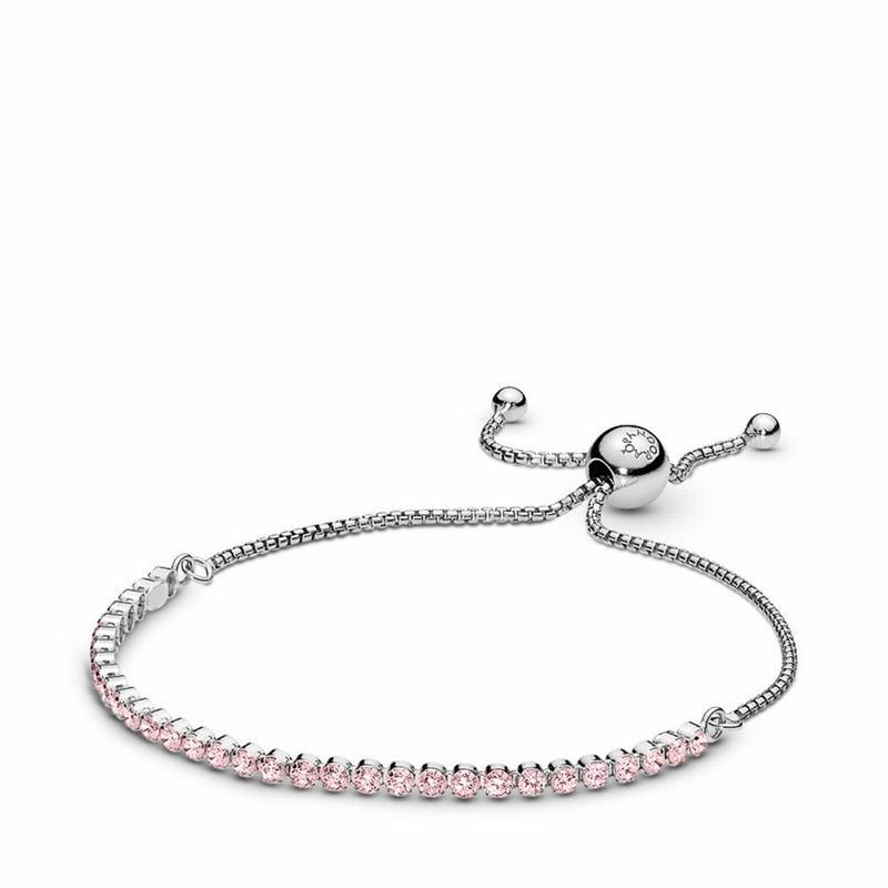 Pandora Australia Pink Sparkling Strand Bracelet - Sterling Silver | TRBKXJ265